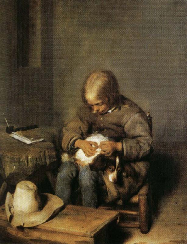 Gerard Ter Borch Boy Catching Fleas on His Dog china oil painting image
